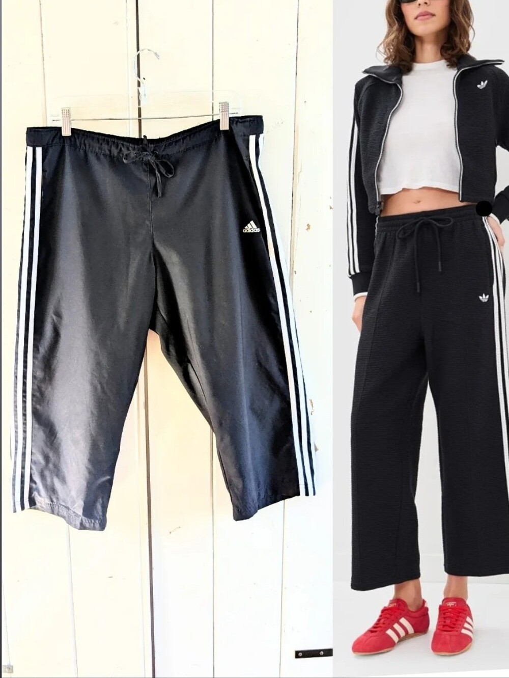 adidas Black Three-Stripe Athletic/Athleisure Joggers sz L